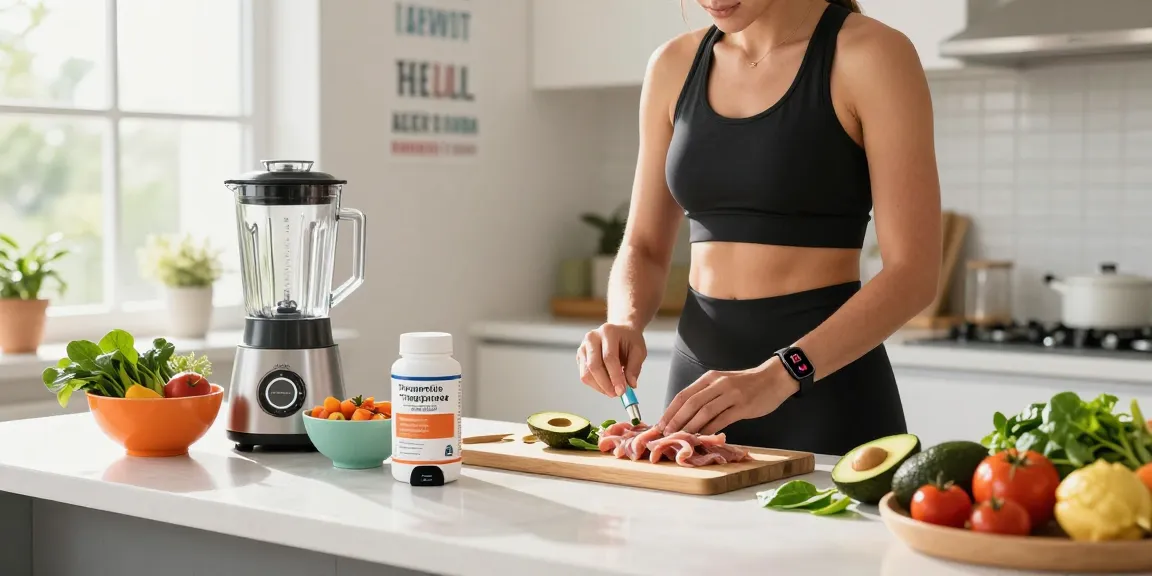 koipeptidescanada.com/tirzepatide-canada health-focused kitchen scene with nutritious meal prep.