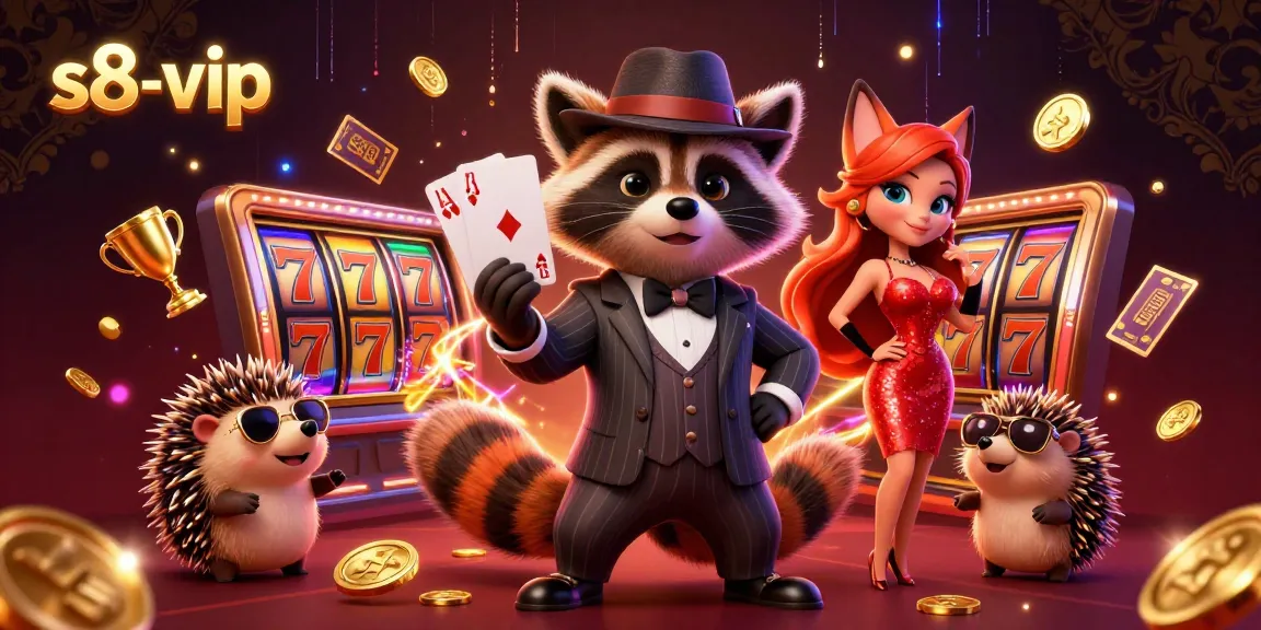 S8-vip captivates players with vibrant slot action and animated characters in a thrilling casino scene.