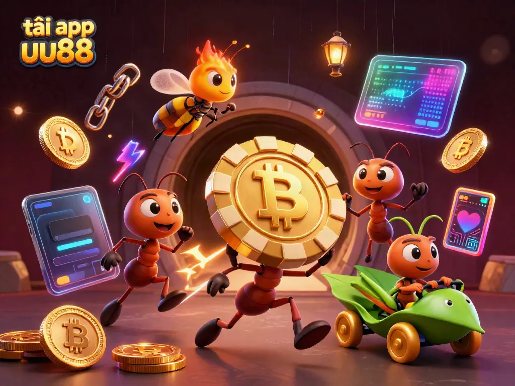 Experience the thrill of gaming with tải app uu88's exciting 3D illustration showcasing casino elements.