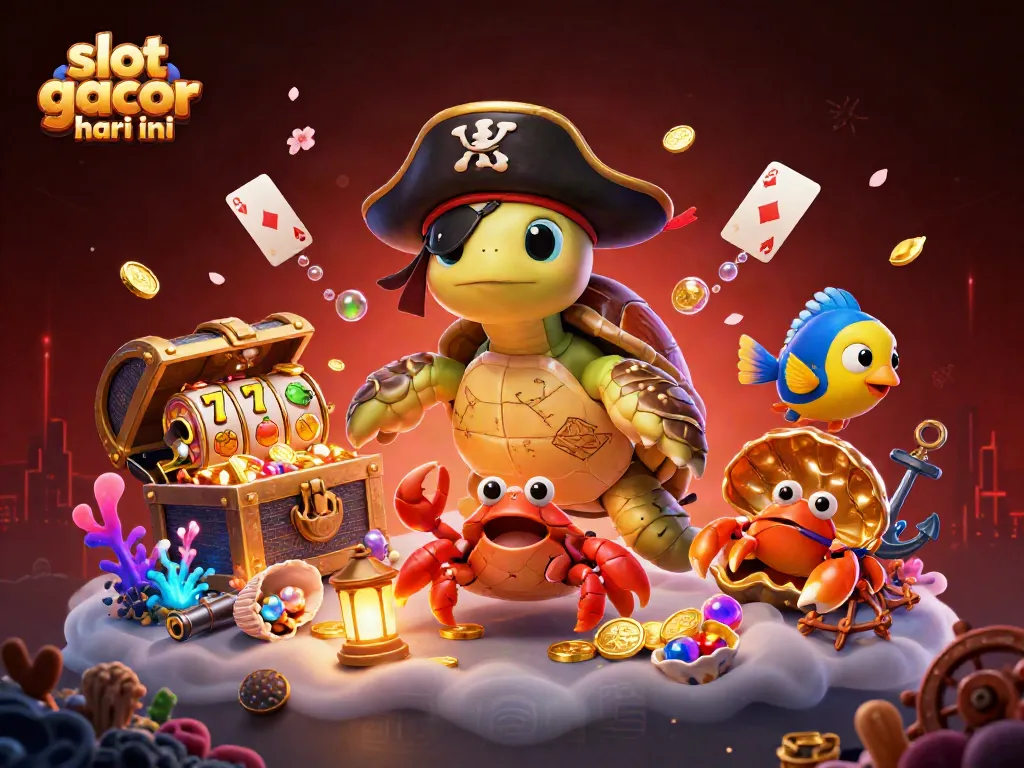 Experience slot gacor hari ini with a vibrant 3D cartoon scene full of colorful casino elements.