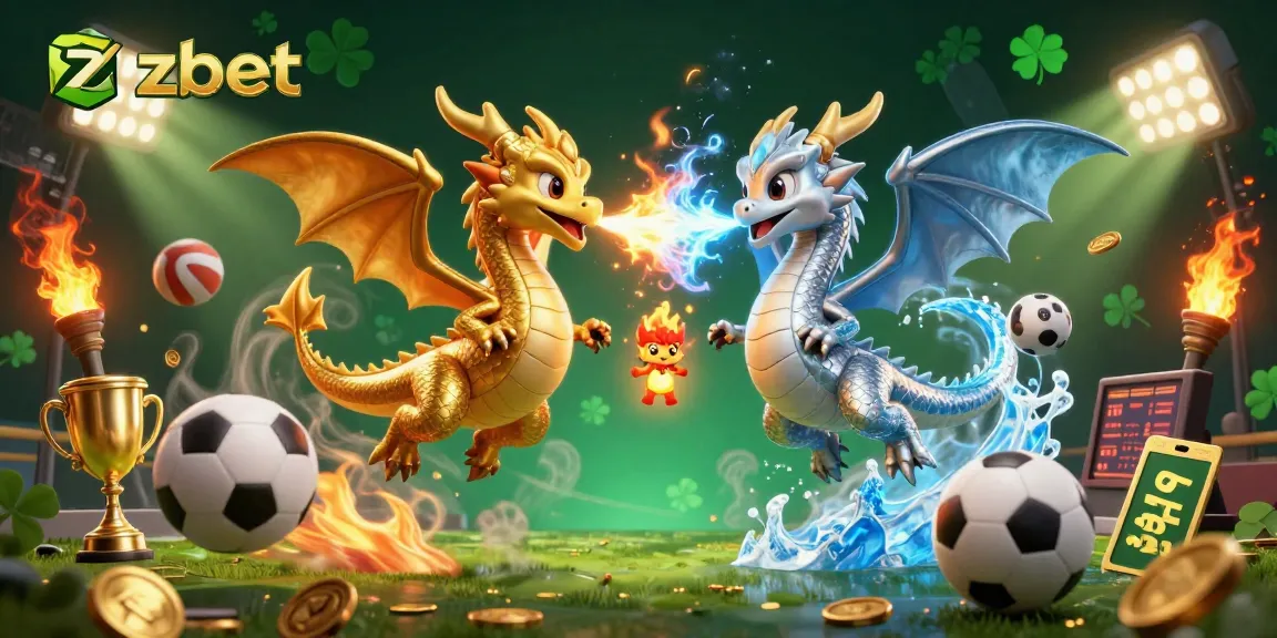 Bet on zbet with animated dragons amidst dynamic sports betting elements.