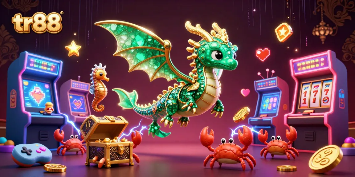 Experience the excitement of tr88 as a sea dragon and treasure chest encounter vibrant casino games.