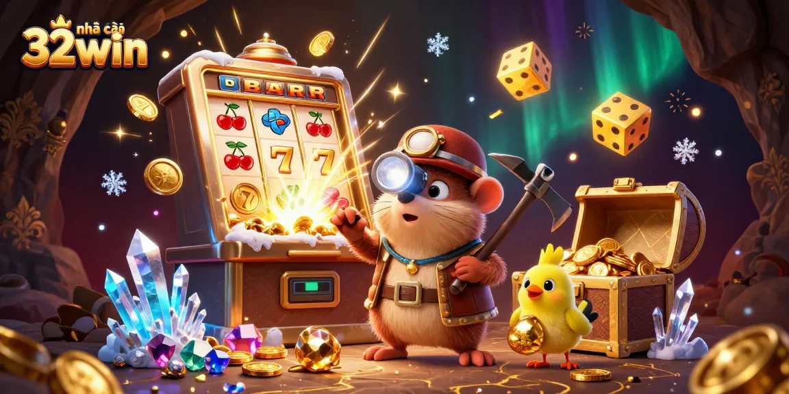 Engage in exciting gameplay at nhà cái 32win with a vibrant 3D casino scene full of treasures.