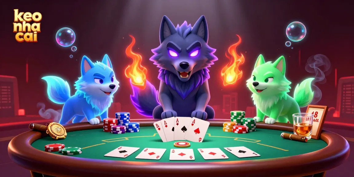 Bet on keo nha cai with thrilling poker action featuring glowing wolf spirits.