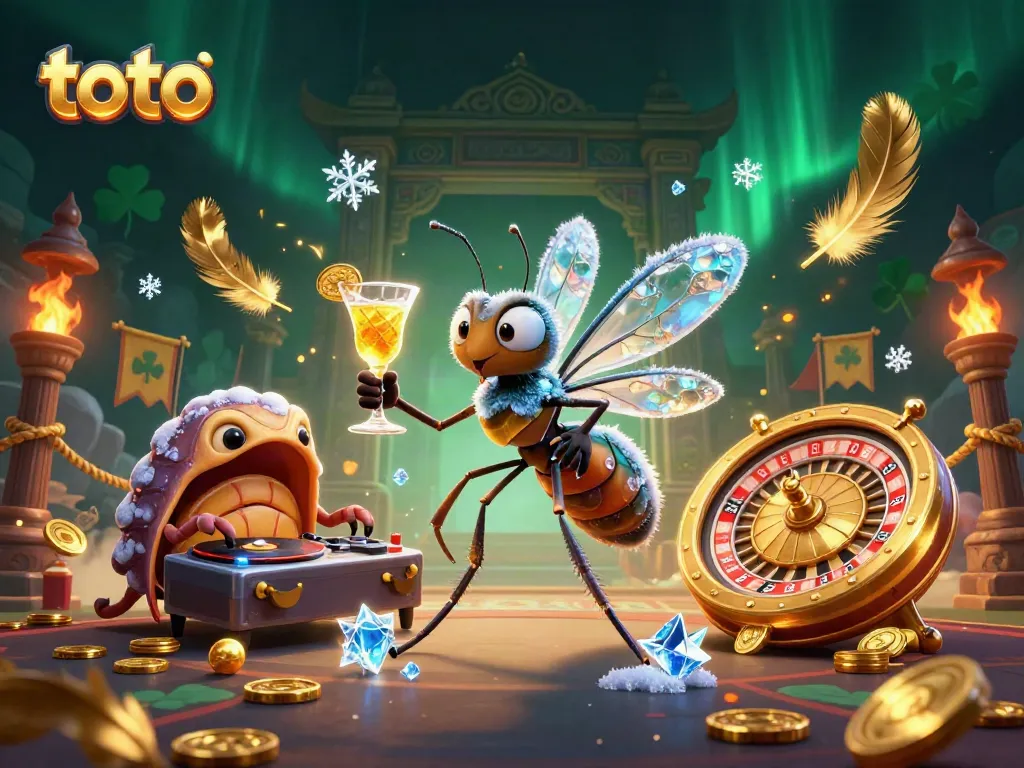 Engage in fun with toto-themed casino scene featuring a unique trio of characters.