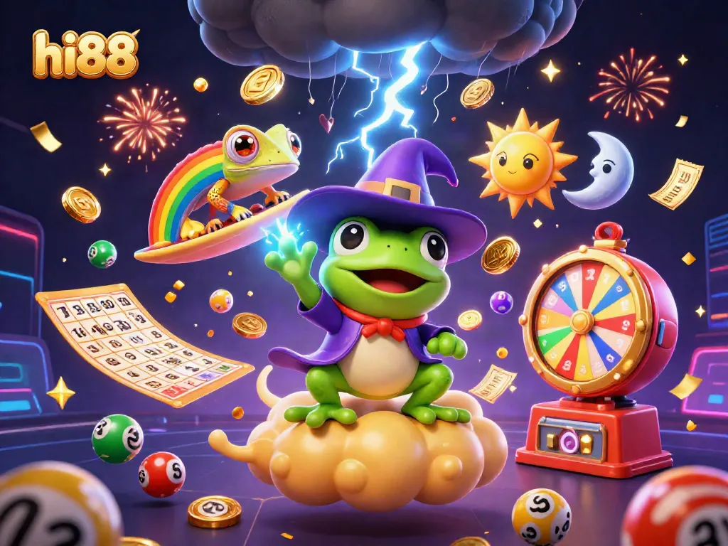 Experience winning excitement with hi88 as a storm of golden coins and vibrant games create a casino fantasy.