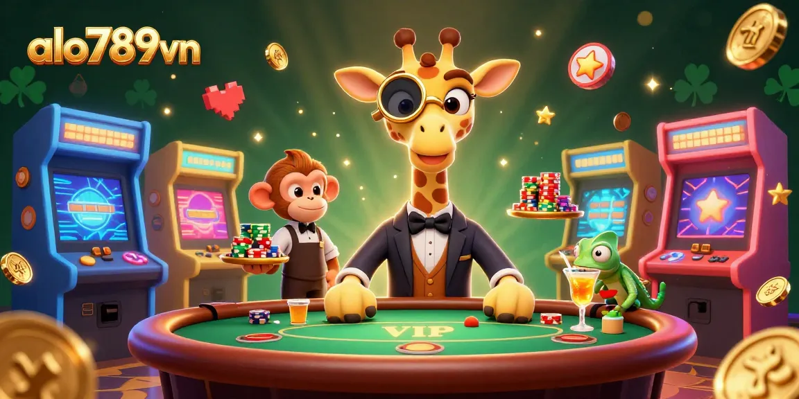 Experience thrilling action at alo789vn with a high-roller giraffe and a dynamic gambling scene.