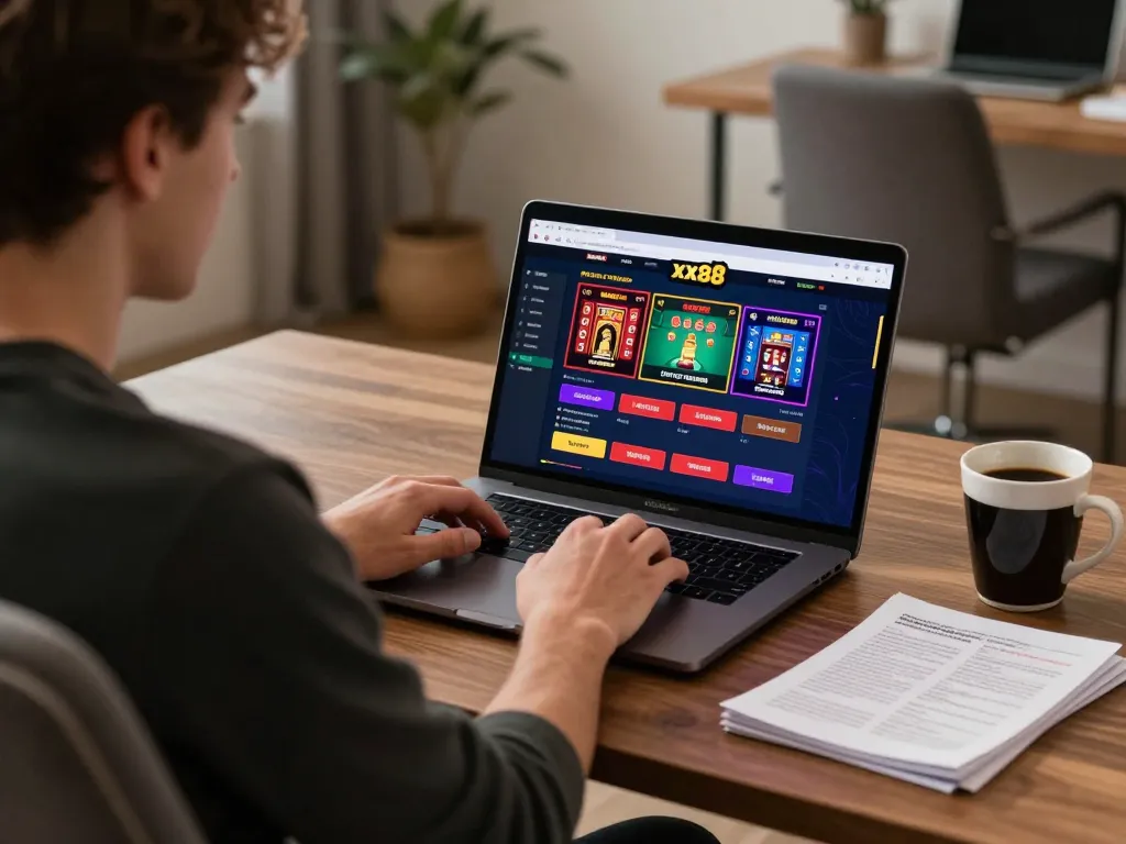 Player engaging with the xx88 online gambling platform, showcasing strategic gameplay options.