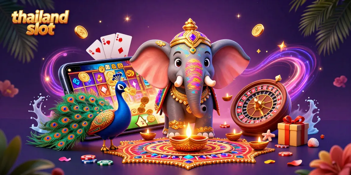 Experience thrilling spins with thailand slot amidst vibrant 3D casino celebration.