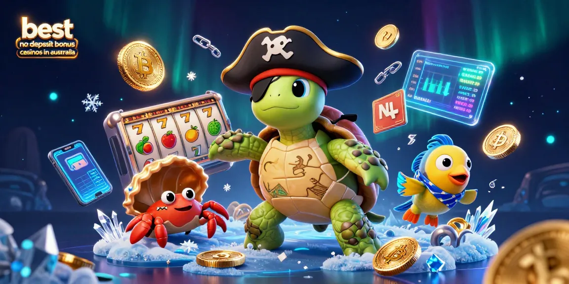 Engage with the best no deposit bonus casinos in Australia illustrated by vibrant characters amidst rich casino elements.