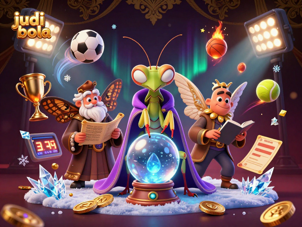 Experience thrilling judi bola action with vibrant sports elements and mystical characters in an entertaining 3D illustration.
