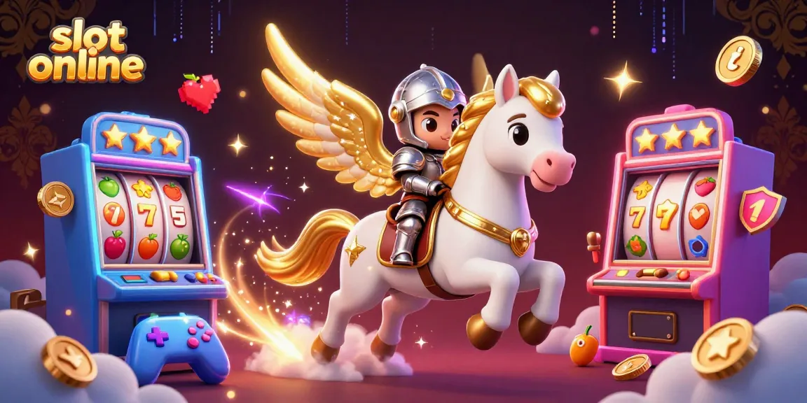 Experience thrill and excitement with slot online as a celestial knight rides a golden horse amid vibrant game elements.