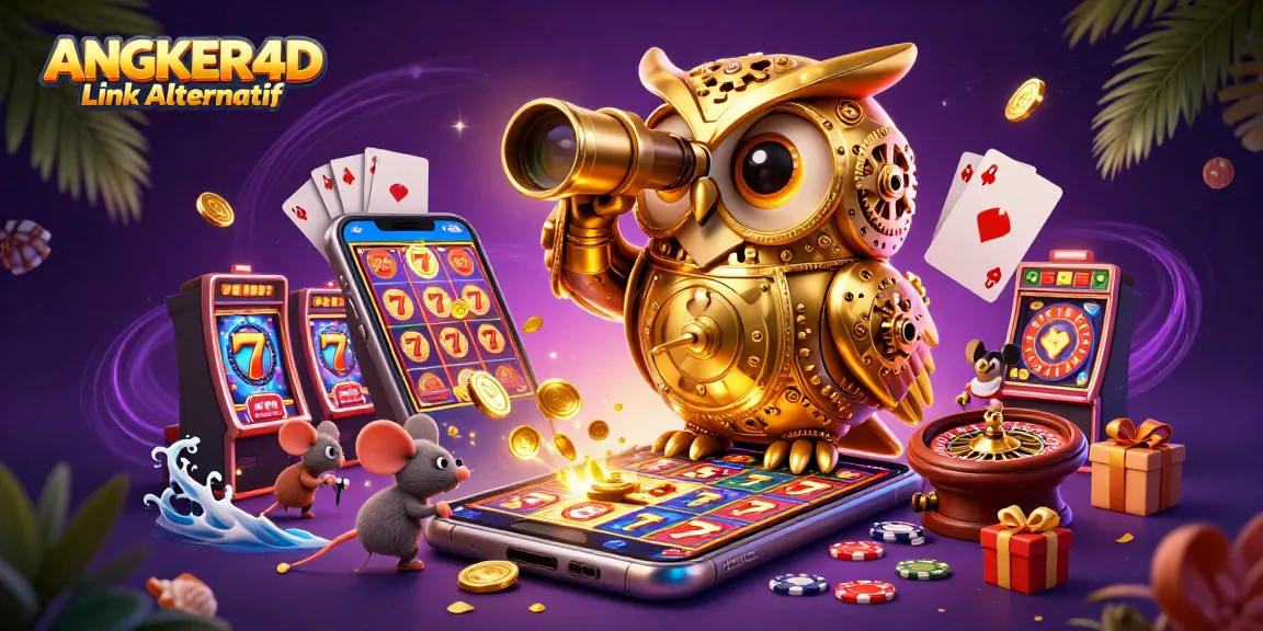 Spin to win with ANGKER4D Link Alternatif, featuring a lively casino scene full of game excitement.
