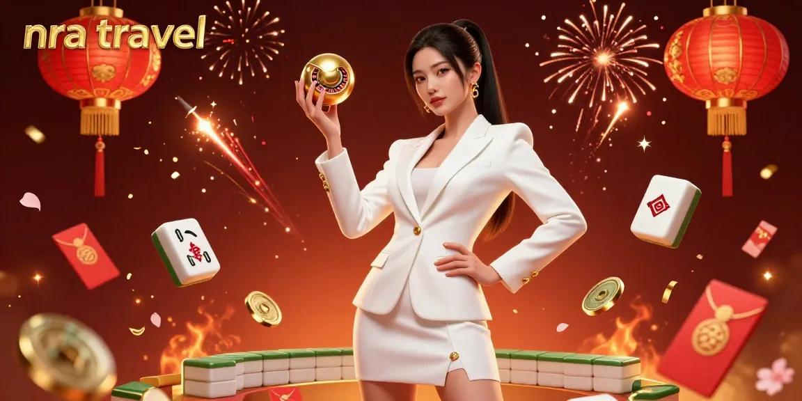 NRA travel captivates with a stunning 3D rendering of an Asian woman holding a roulette ball among festive casino elements.