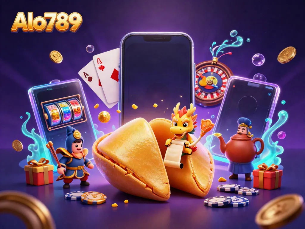 Experience gaming excitement with Alo789, where a wise dragon guards golden fortunes amidst vibrant 3D casino elements.