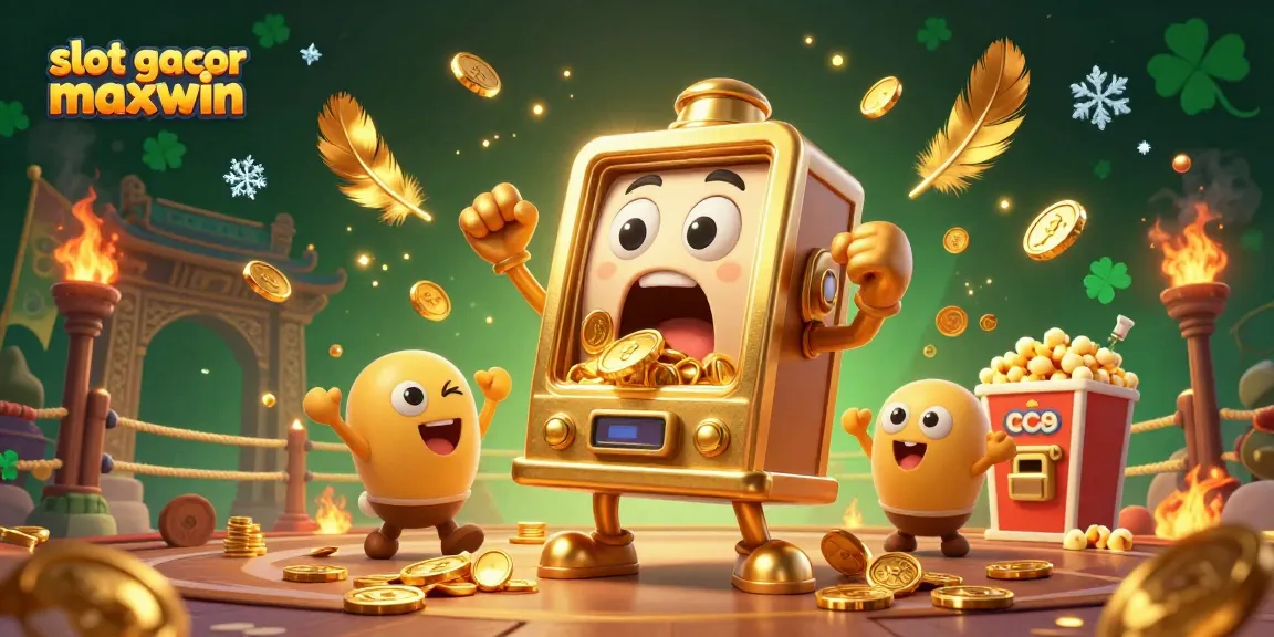Experience the thrill of slot gacor maxwin as golden slot machines celebrate jackpots in a vibrant casino scene.