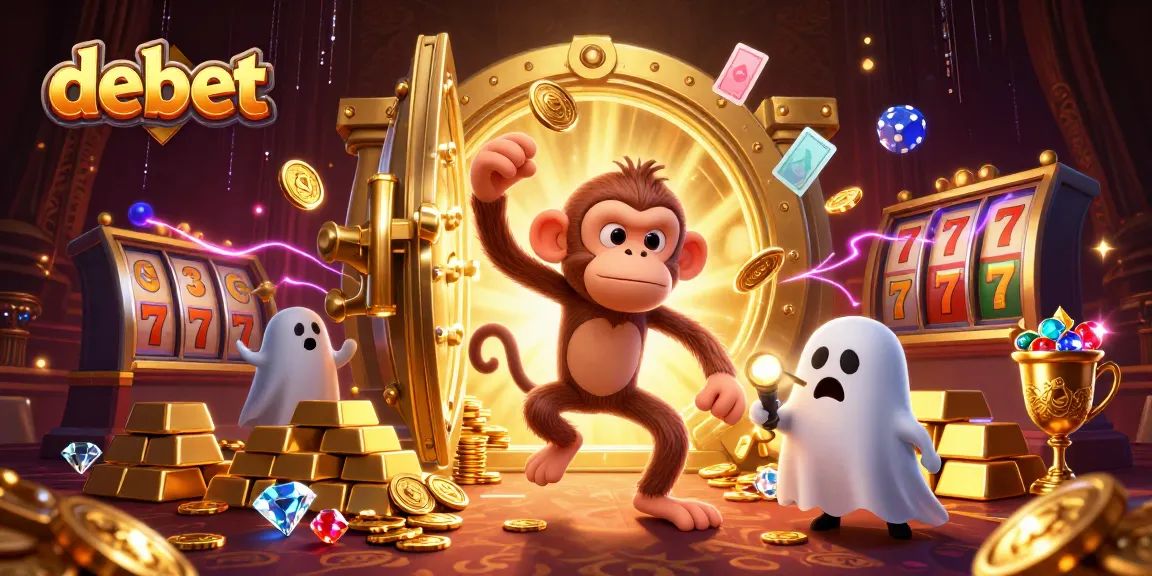 Catch the debet excitement in this vibrant casino scene filled with golden treasures and playful characters.
