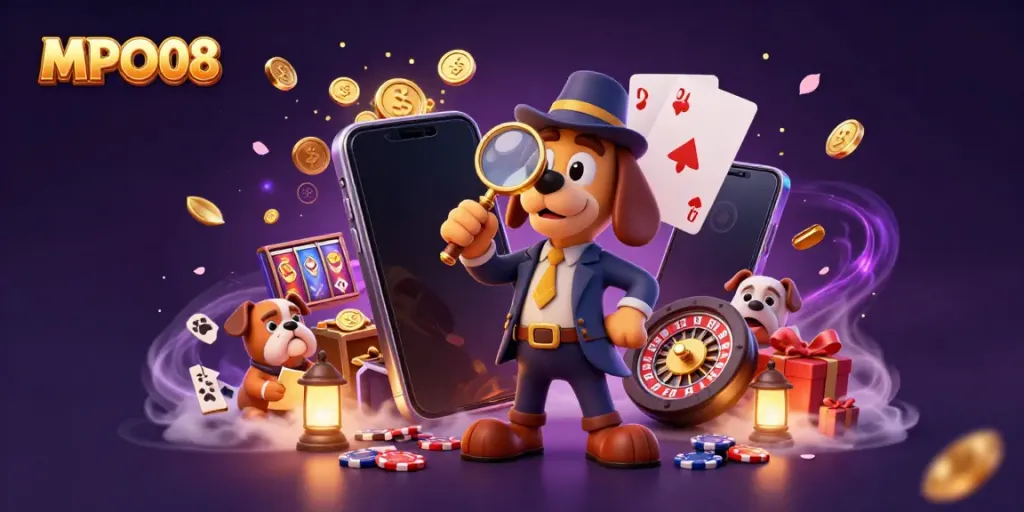 MPO08 unveils thrilling gaming clues in a captivating 3D detective scene, merging excitement and strategy.