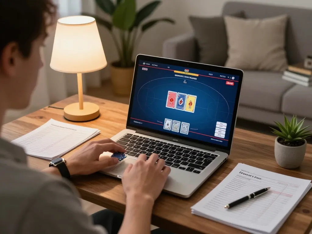 Engage with nego77 daftar while enjoying an exciting online poker game in a cozy home setting.