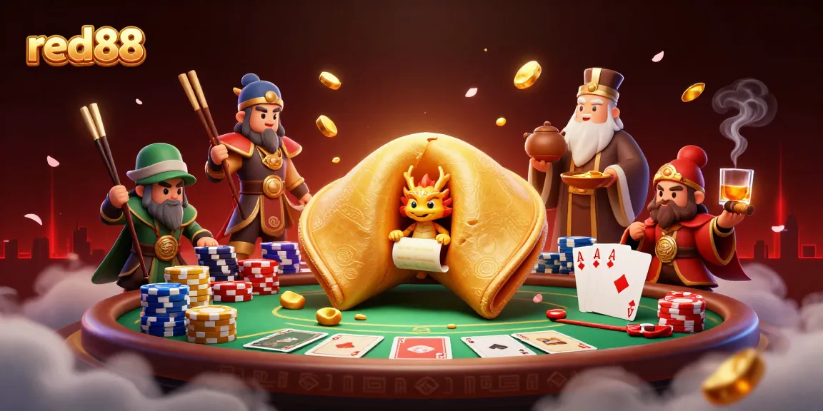 Experience the enchantment of red88 as a wise dragon guards golden fortunes in a vibrant casino scene.