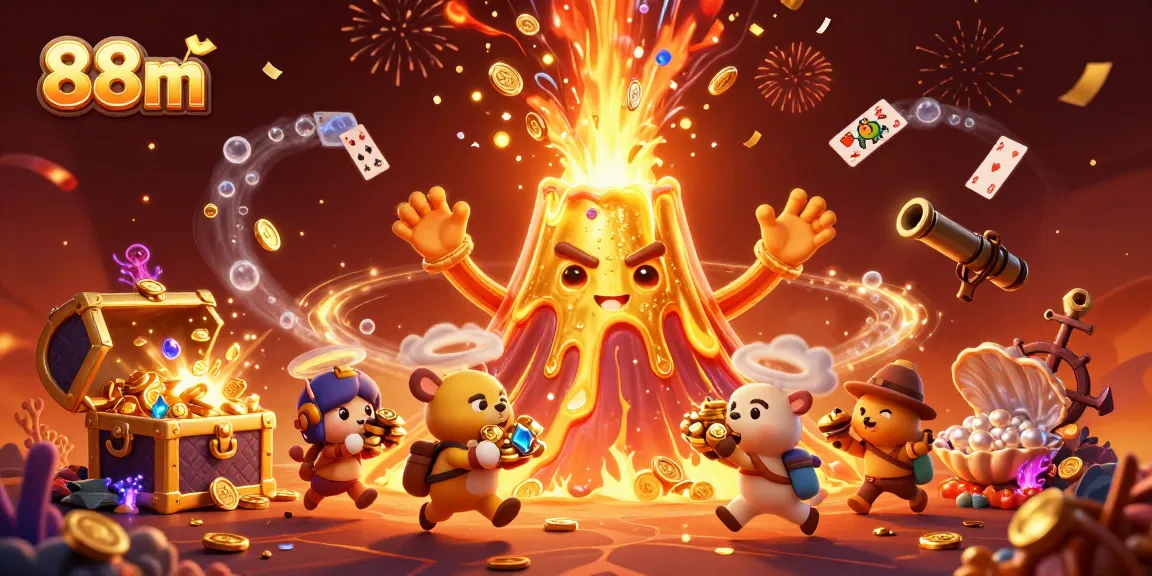 Experience thrilling wins at 88m with a vibrant and captivating casino-themed illustration.