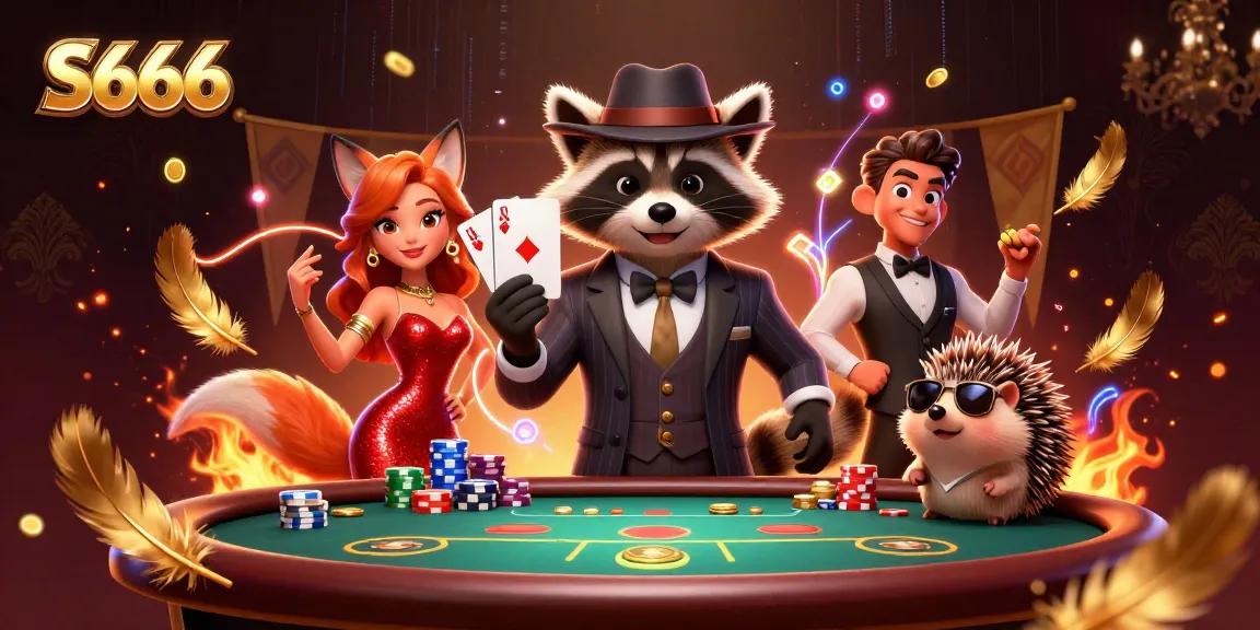 Experience thrilling gameplay at S666 with a suave raccoon, stylish fox, and a bouncer in action.
