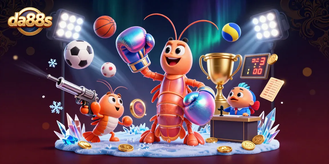 Engage with da88s gambling excitement through dynamic sports-themed illustration of cartoon characters.