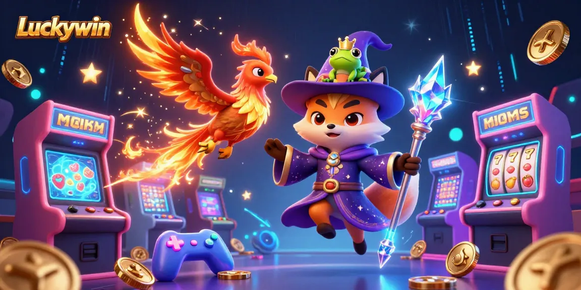 Experience excitement at Luckywin with colorful games, a wizard fox, and enchanting elements.