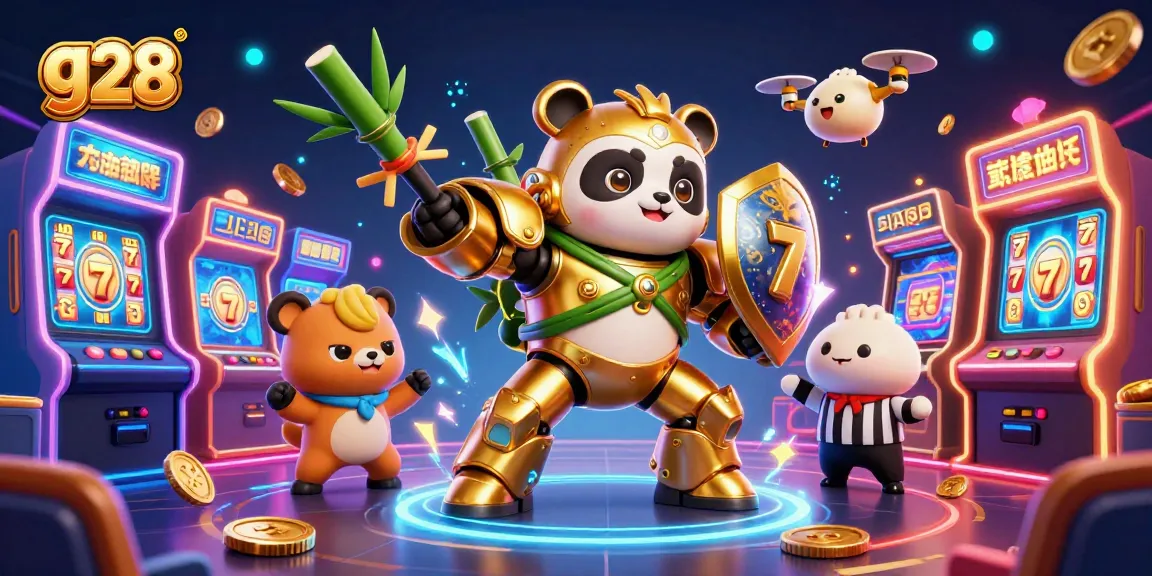 Engage with g28: Thrilling online casino action featuring vibrant characters and arcade elements.