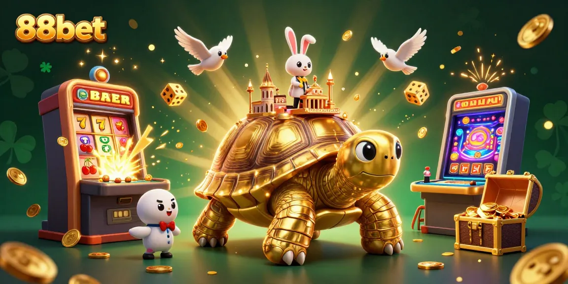 Experience the thrill of 88bet with an exciting 3D casino scene bursting with games and gold.