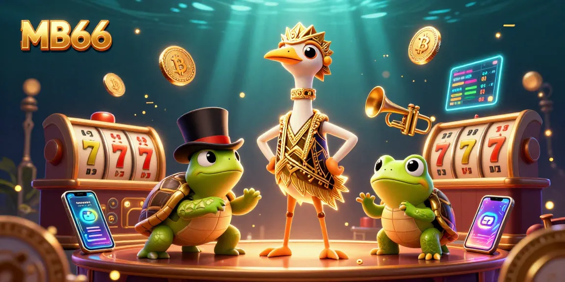 Experience thrilling gameplay with MB66's dynamic casino elements, featuring vibrant characters and slot reels.