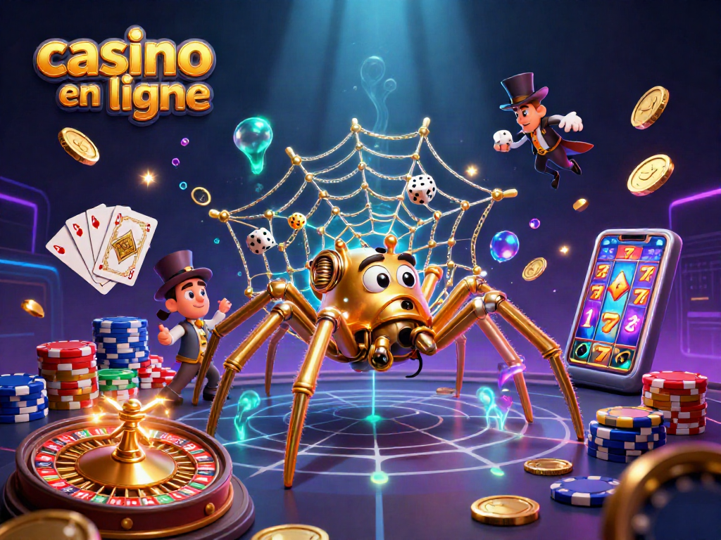 Jouez au casino en ligne avec cette illustration captivante de jeux de casino et de gains potentiels.