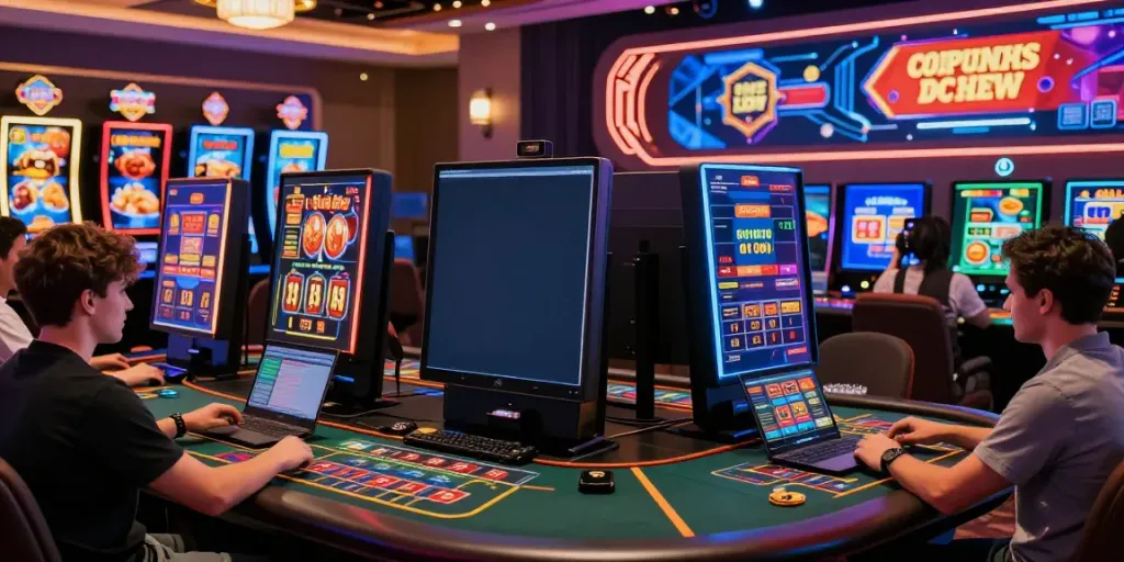 Engaging online gaming scene showcasing net88 with diverse players and vibrant casino graphics.