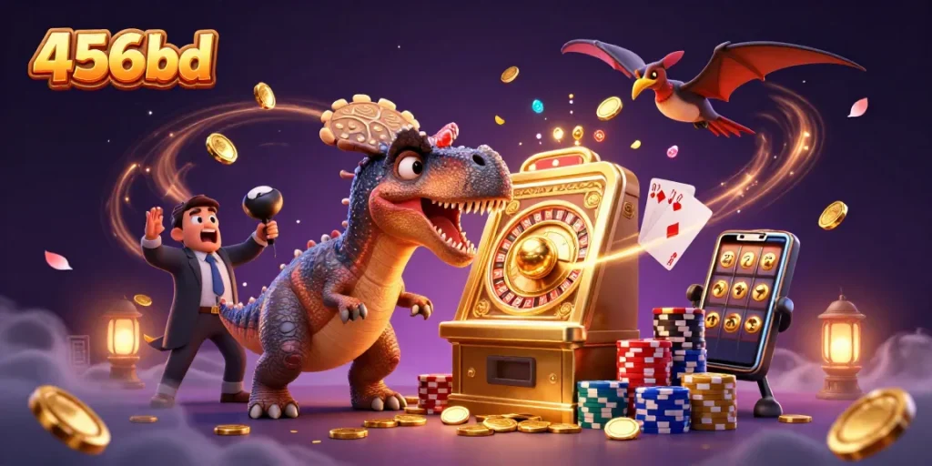 Experience thrilling jackpot action with 456bd as characters engage in a vibrant casino scene.