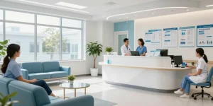 Luck8 healthcare services navigating patient care in a modern clinic.