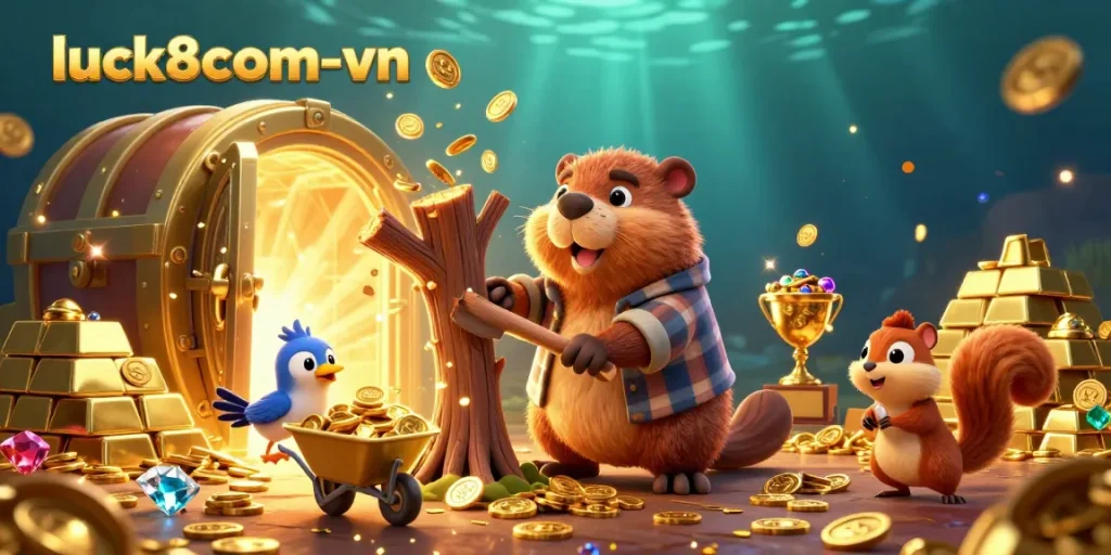 Experience excitement with luck8com-vn as beaver, bird, and squirrel celebrate jackpot winnings!