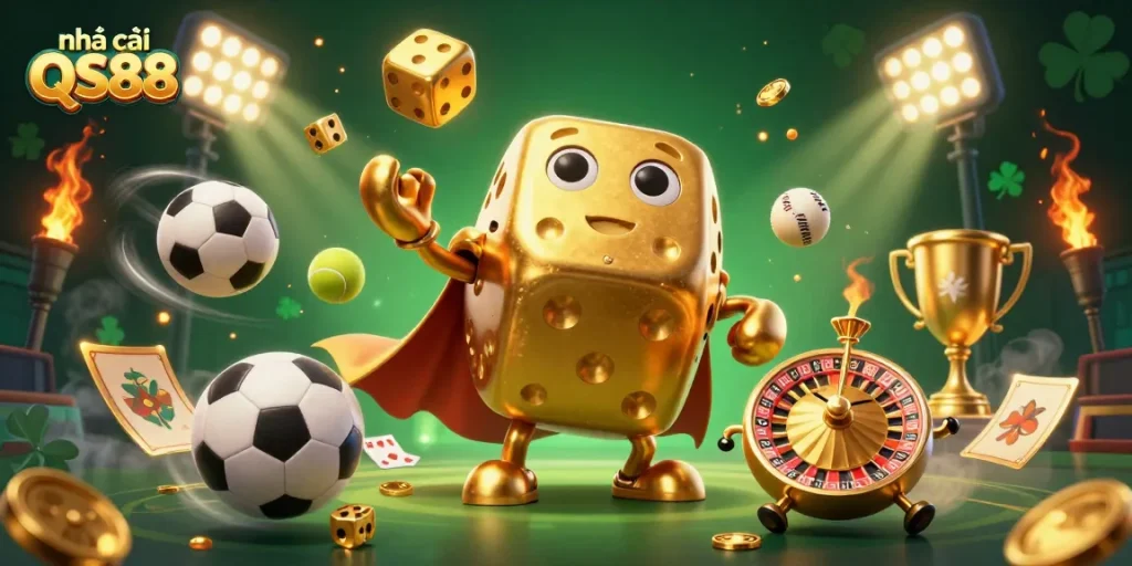 Experience thrilling moments at nhà cái QS88 with dynamic 3D characters and casino elements in vibrant detail.