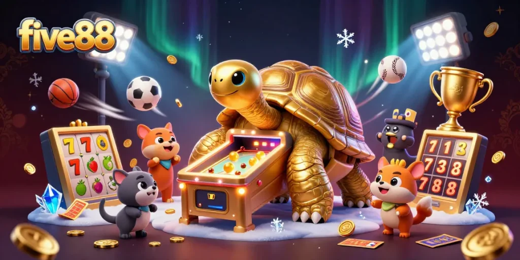 Experience thrilling gameplay at five88 with a vibrant, lively 3D casino scene.